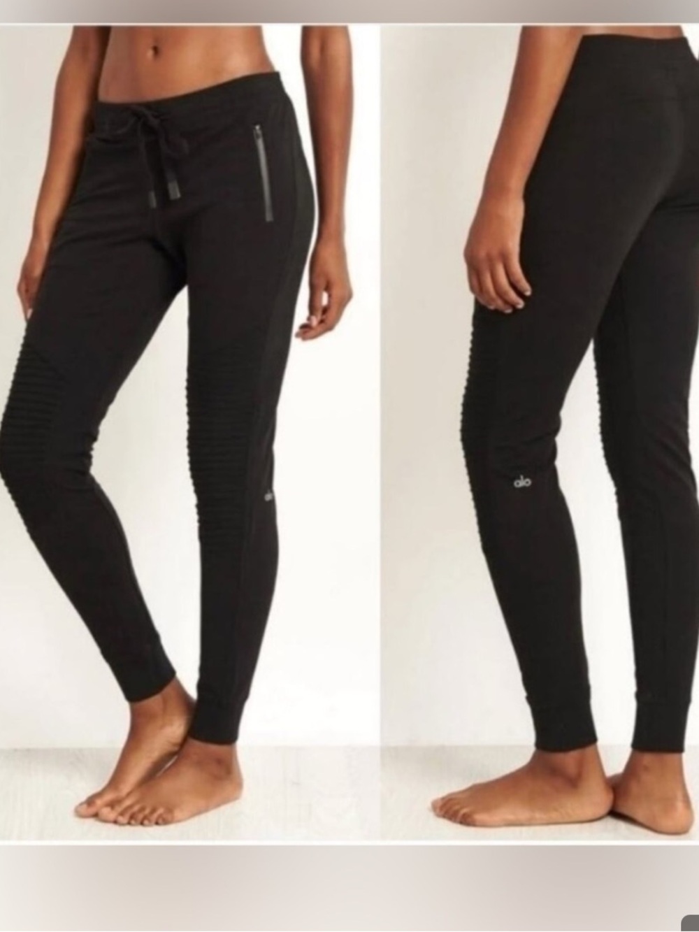 Alo Urban Moto Black Zip-Pocket Jogger Pants